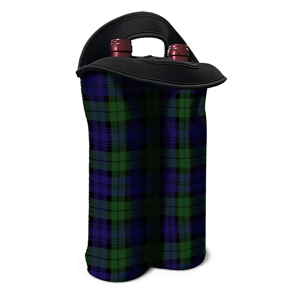 Black Watch Tartan Pattern Print Double Neoprene Wine Tote