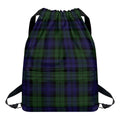 Black Watch Tartan Pattern Print Drawstring Backpack