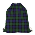 Black Watch Tartan Pattern Print Drawstring Bag