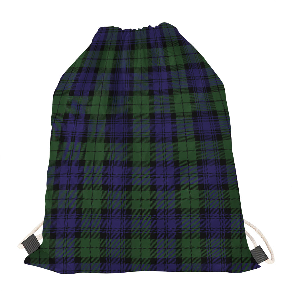 Black Watch Tartan Pattern Print Drawstring Bag