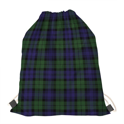 Black Watch Tartan Pattern Print Drawstring Bag