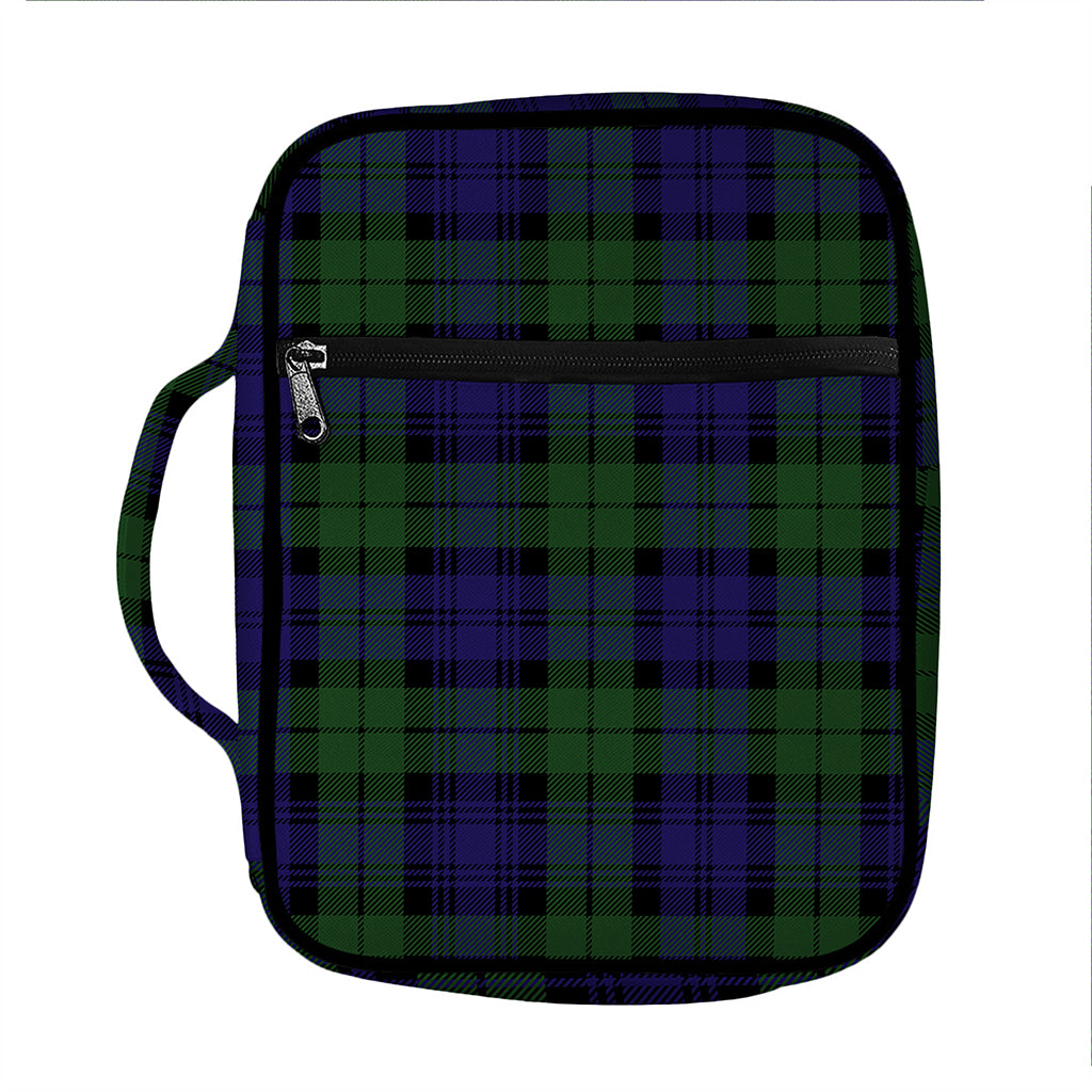 Black Watch Tartan Pattern Print Front Pocket Bible Bag
