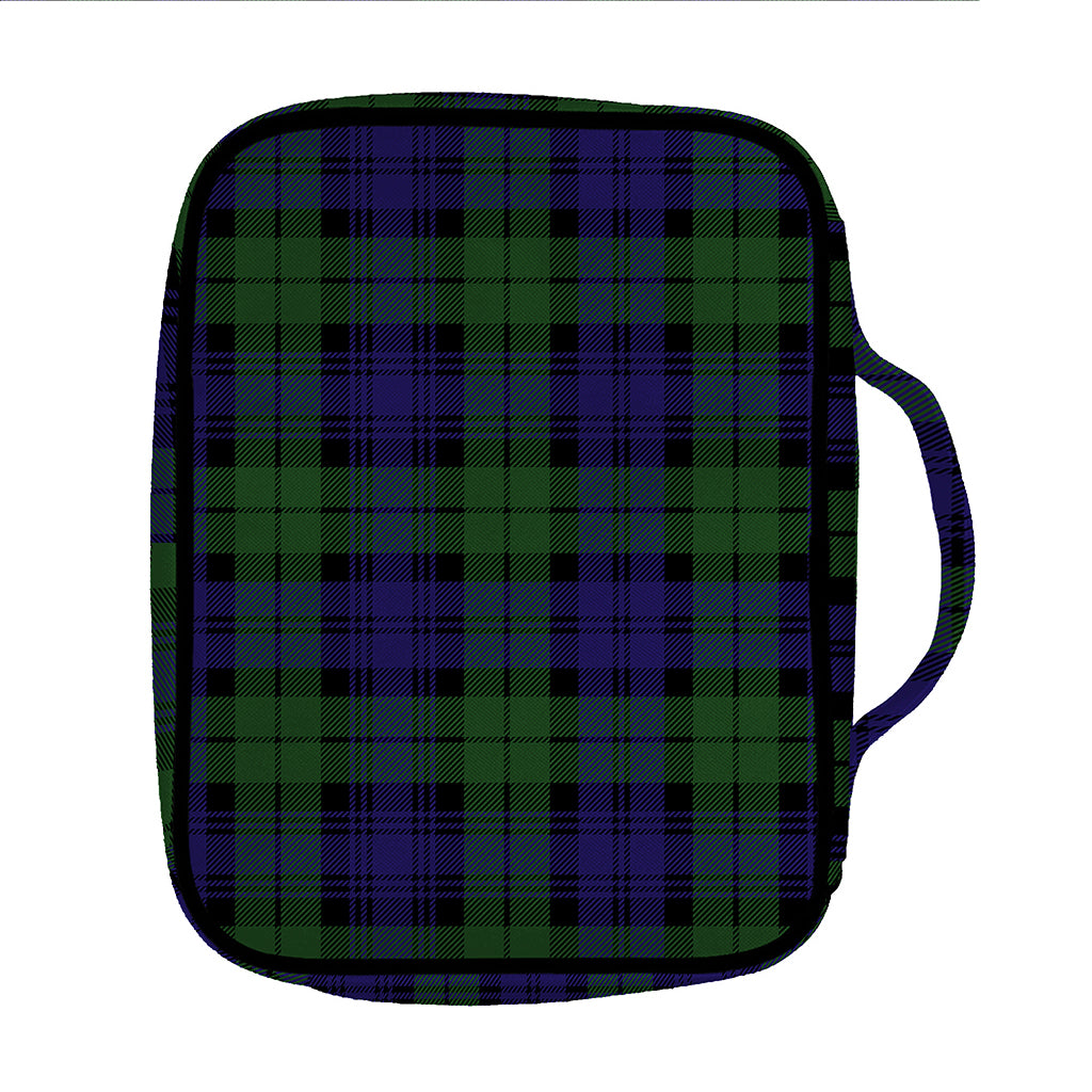 Black Watch Tartan Pattern Print Front Pocket Bible Bag