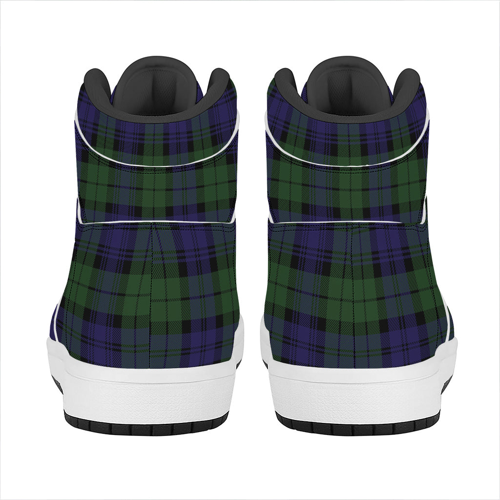 Black Watch Tartan Pattern Print High Top Leather Sneakers
