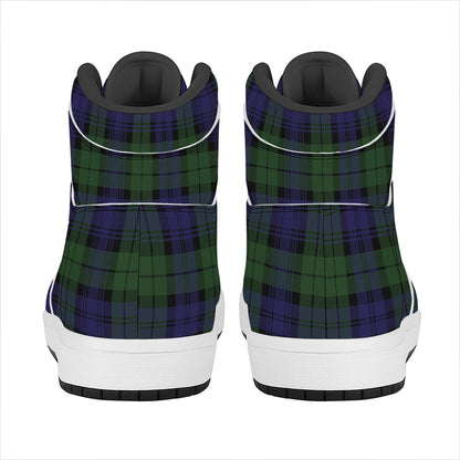 Black Watch Tartan Pattern Print High Top Leather Sneakers