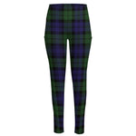 Black Watch Tartan Pattern Print High-Waisted Pocket Leggings