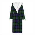 Black Watch Tartan Pattern Print Hooded Bathrobe