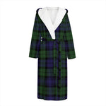 Black Watch Tartan Pattern Print Hooded Bathrobe