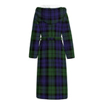 Black Watch Tartan Pattern Print Hooded Bathrobe