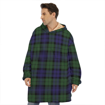 Black Watch Tartan Pattern Print Hoodie Blanket