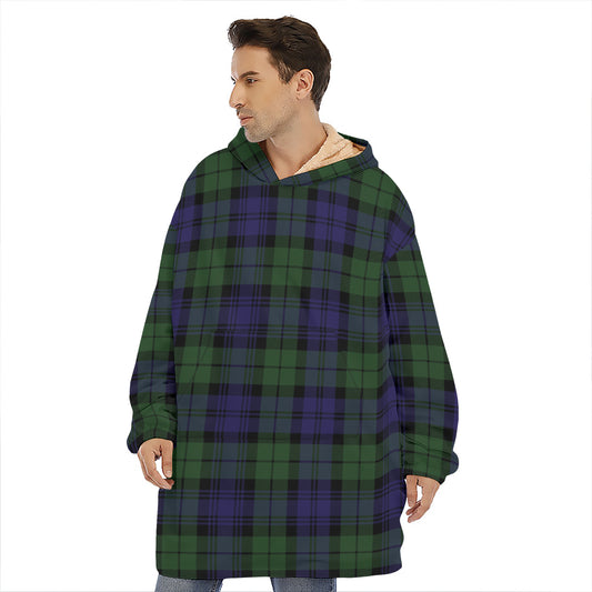 Black Watch Tartan Pattern Print Hoodie Blanket