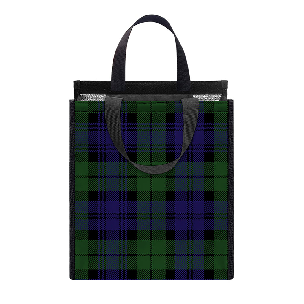 Black Watch Tartan Pattern Print Insulated Lunch Tote