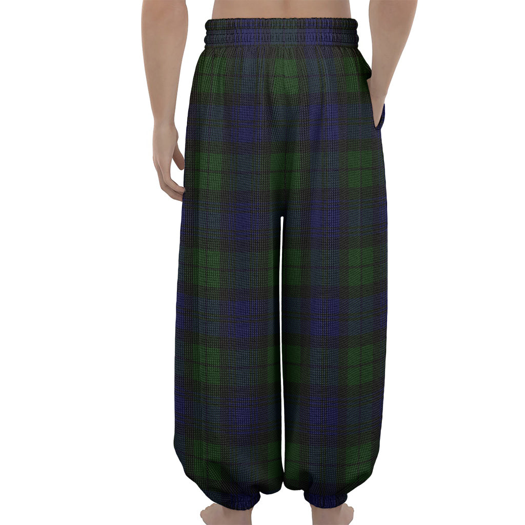 Black Watch Tartan Pattern Print Lantern Pants