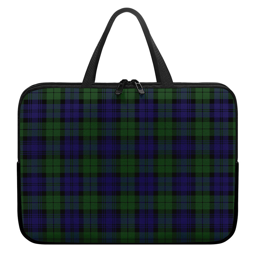 Black Watch Tartan Pattern Print Laptop Sleeve With Handle