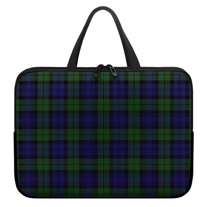 Black Watch Tartan Pattern Print Laptop Sleeve With Handle