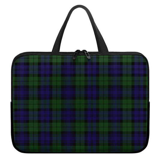 Black Watch Tartan Pattern Print Laptop Sleeve With Handle