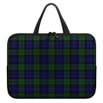 Black Watch Tartan Pattern Print Laptop Sleeve With Handle