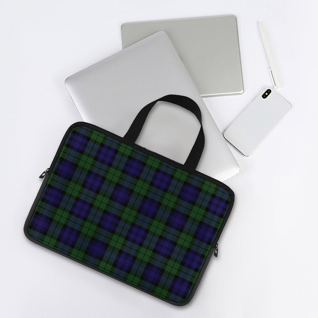 Black Watch Tartan Pattern Print Laptop Sleeve With Handle
