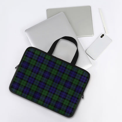 Black Watch Tartan Pattern Print Laptop Sleeve With Handle