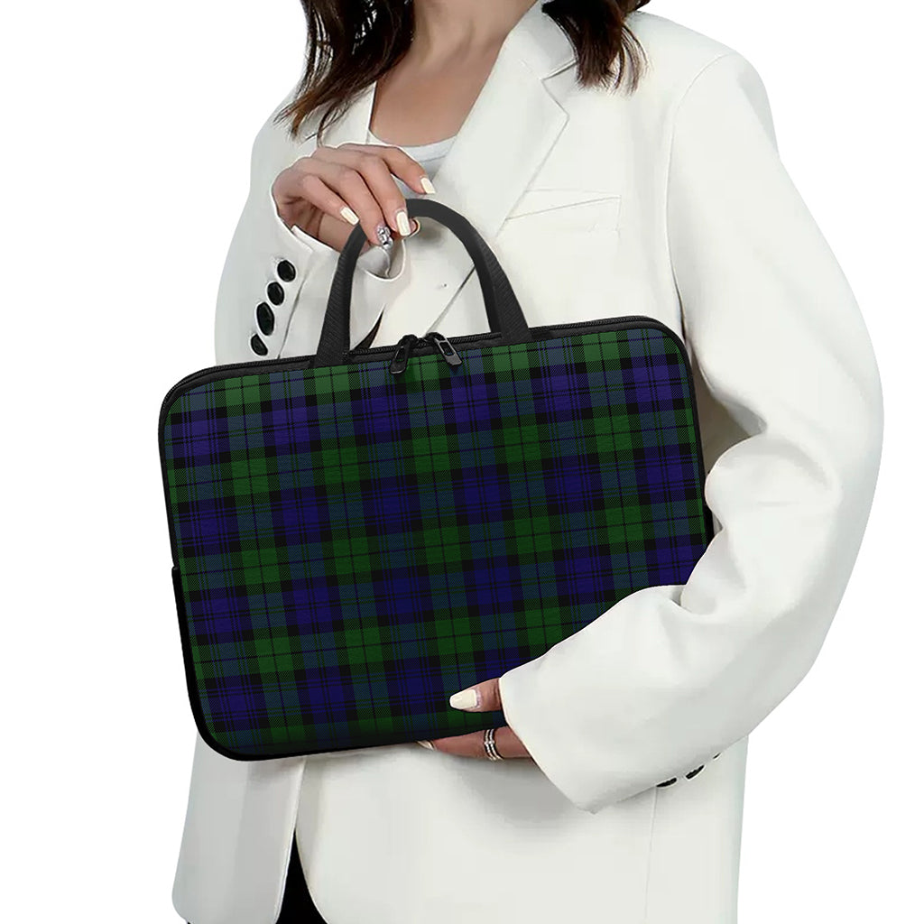 Black Watch Tartan Pattern Print Laptop Sleeve With Handle