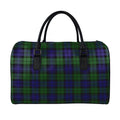 Black Watch Tartan Pattern Print Leather Duffel Bag