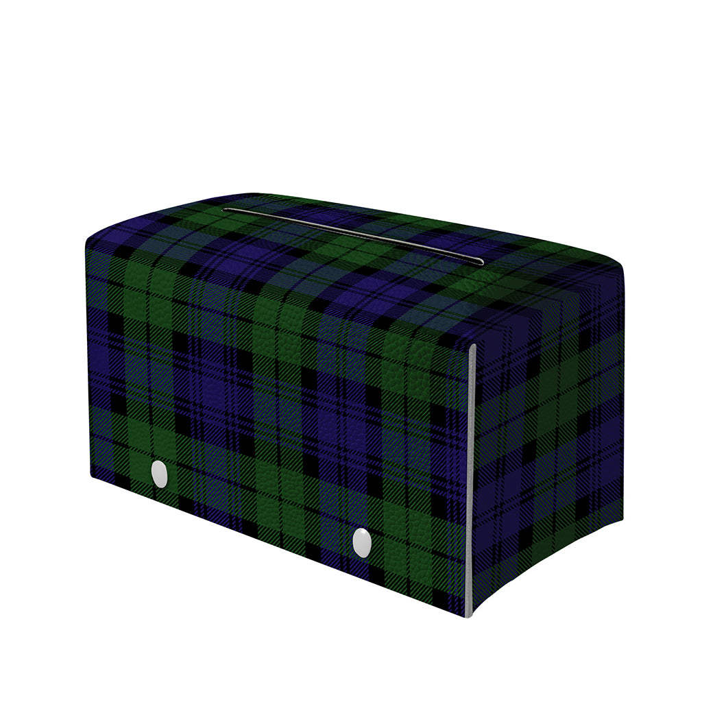 Black Watch Tartan Pattern Print Leather Tissue Box Cover