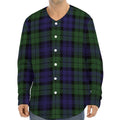 Black Watch Tartan Pattern Print Long Sleeve Baseball Jersey