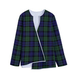 Black Watch Tartan Pattern Print Long Sleeve Short Coat