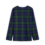 Black Watch Tartan Pattern Print Long Sleeve Short Coat