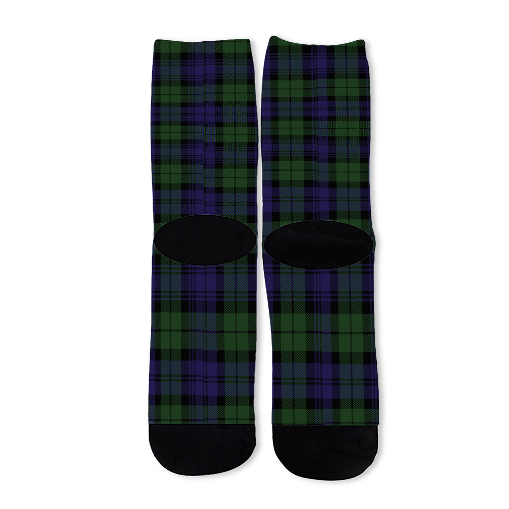 Black Watch Tartan Pattern Print Long Socks