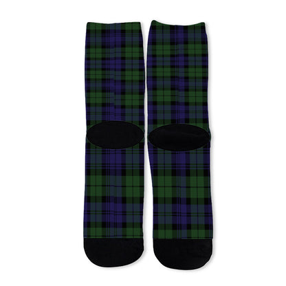 Black Watch Tartan Pattern Print Long Socks