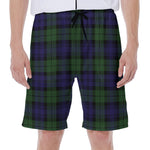 Black Watch Tartan Pattern Print Men's Beach Shorts