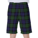 Black Watch Tartan Pattern Print Men's Beach Shorts