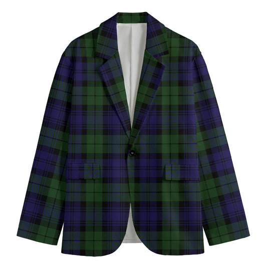 Black Watch Tartan Pattern Print Men's Blazer