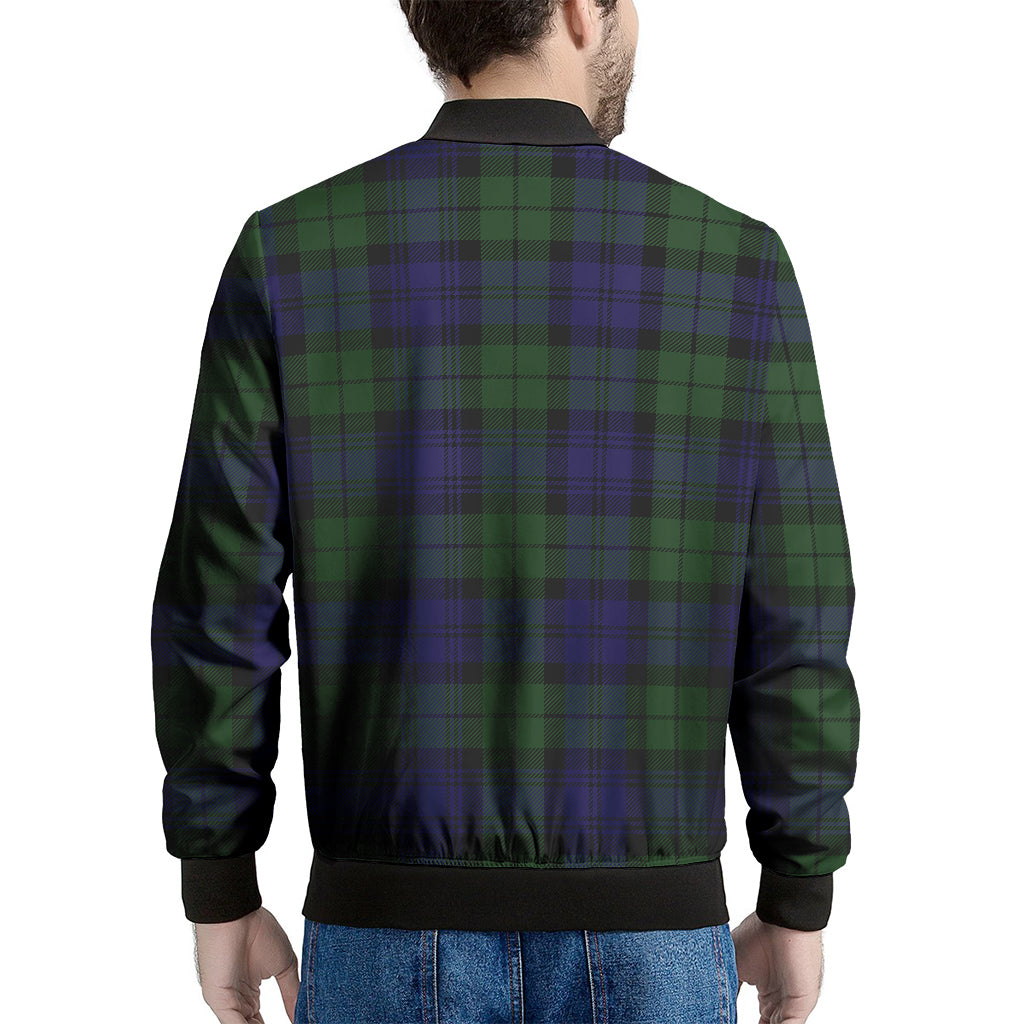 Black Watch Tartan Pattern Print Men's Bomber Jacket