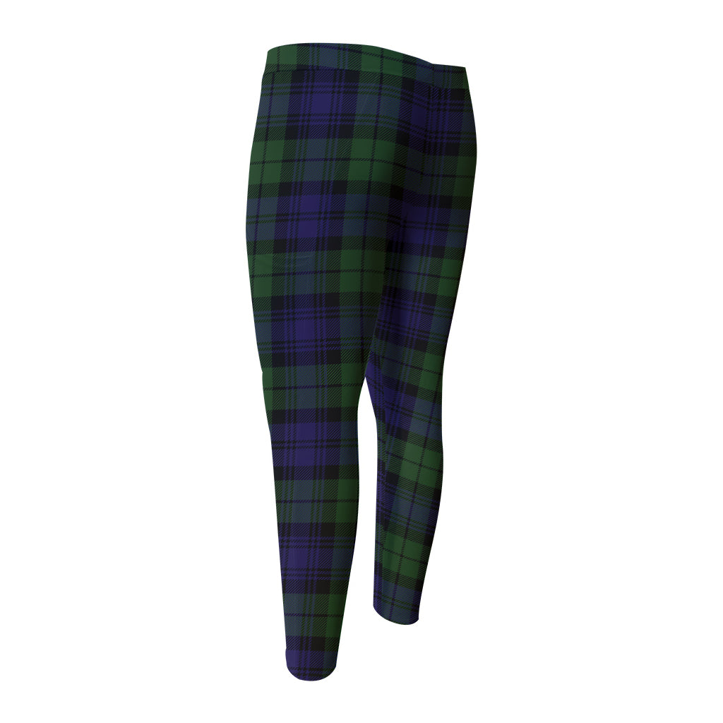 Black Watch Tartan Pattern Print Men's Compression Pants