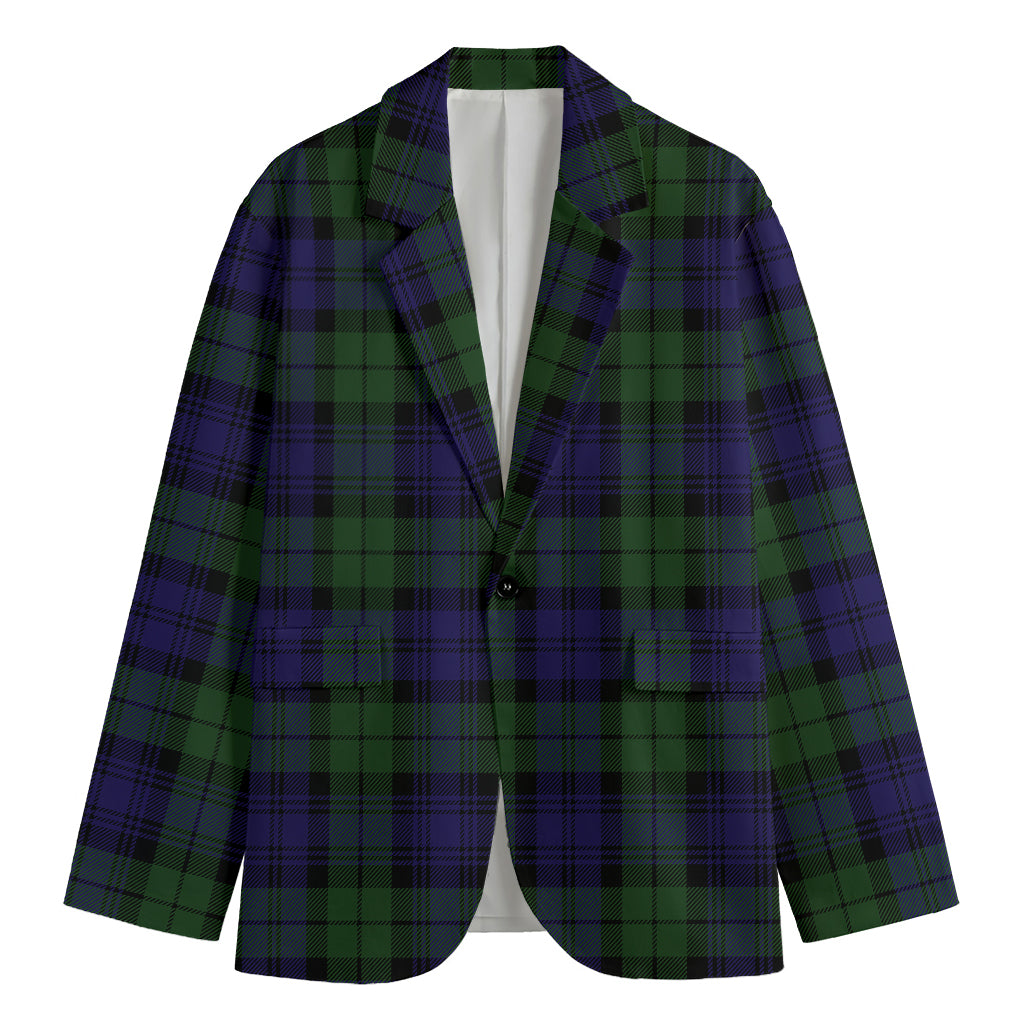 Black Watch Tartan Pattern Print Men's Cotton Blazer