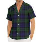 Black Watch Tartan Pattern Print Men's Deep V-Neck Shirt