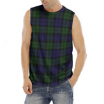 Black Watch Tartan Pattern Print Men's Fitness Tank Top