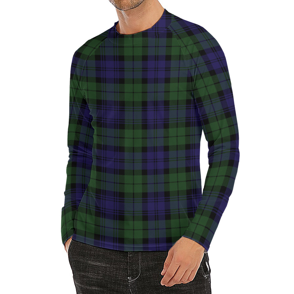 Black Watch Tartan Pattern Print Men's Long Sleeve Rash Guard