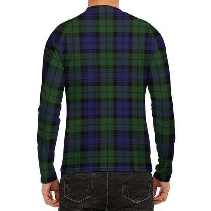 Black Watch Tartan Pattern Print Men's Long Sleeve Rash Guard