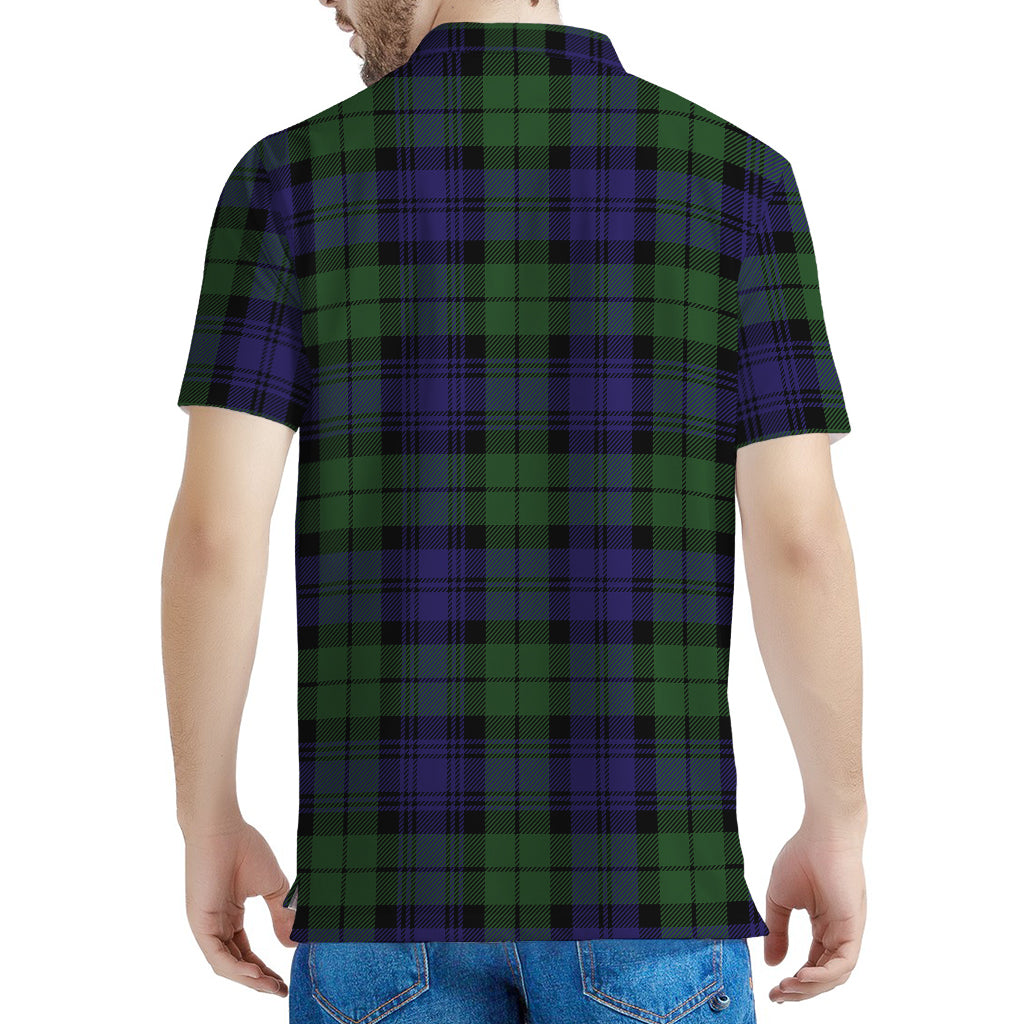 Black Watch Tartan Pattern Print Men's Polo Shirt