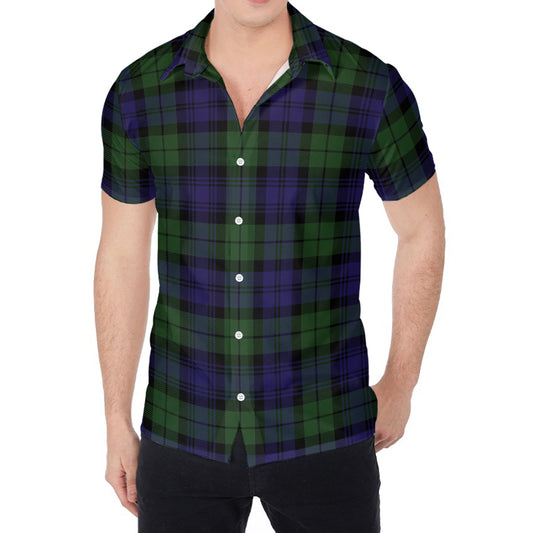 Black Watch Tartan Pattern Print Men's Shirt