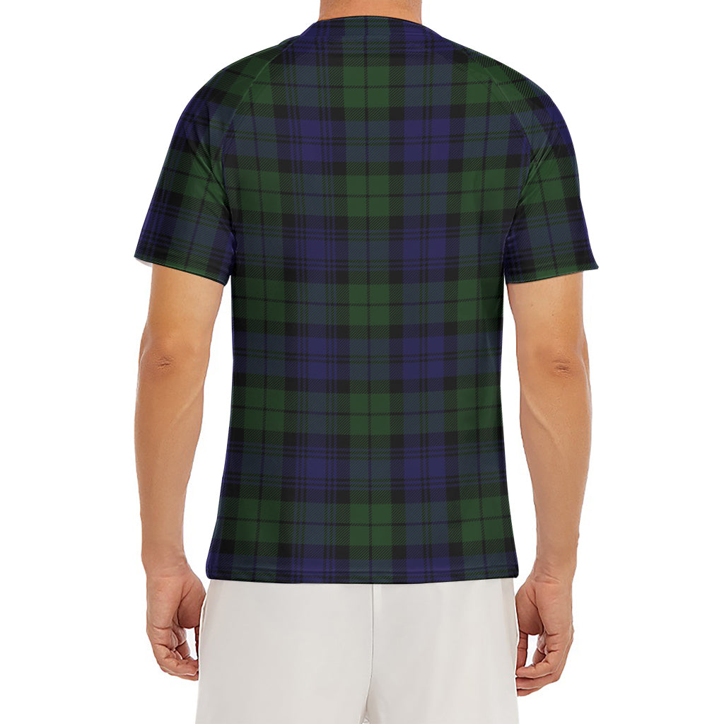 Black Watch Tartan Pattern Print Men's Short Sleeve Rash Guard