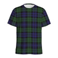 Black Watch Tartan Pattern Print Men's Athletic T-Shirt