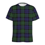 Black Watch Tartan Pattern Print Men's Sports T-Shirt