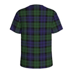 Black Watch Tartan Pattern Print Men's Sports T-Shirt