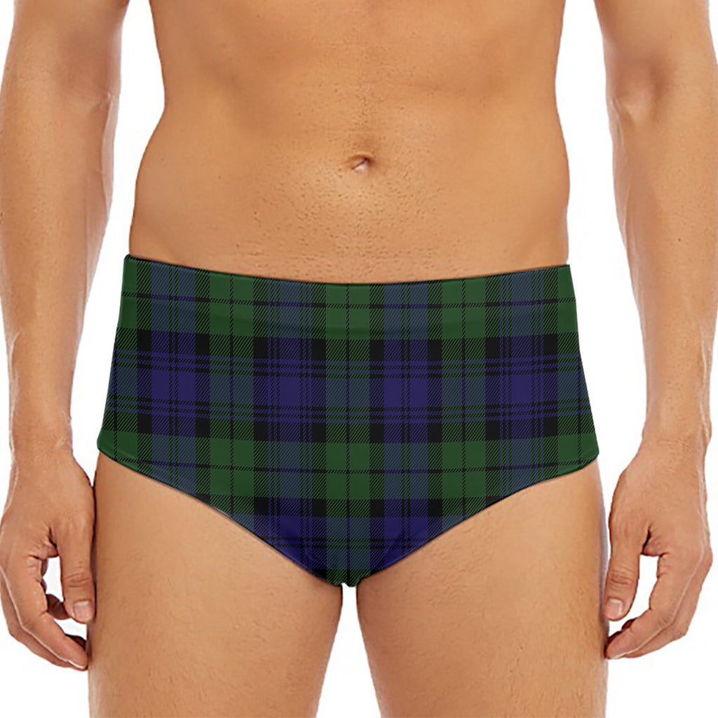 Black Watch Tartan Pattern Print Men's Triangle Swim Briefs