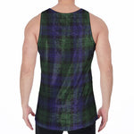 Black Watch Tartan Pattern Print Men's Velvet Tank Top