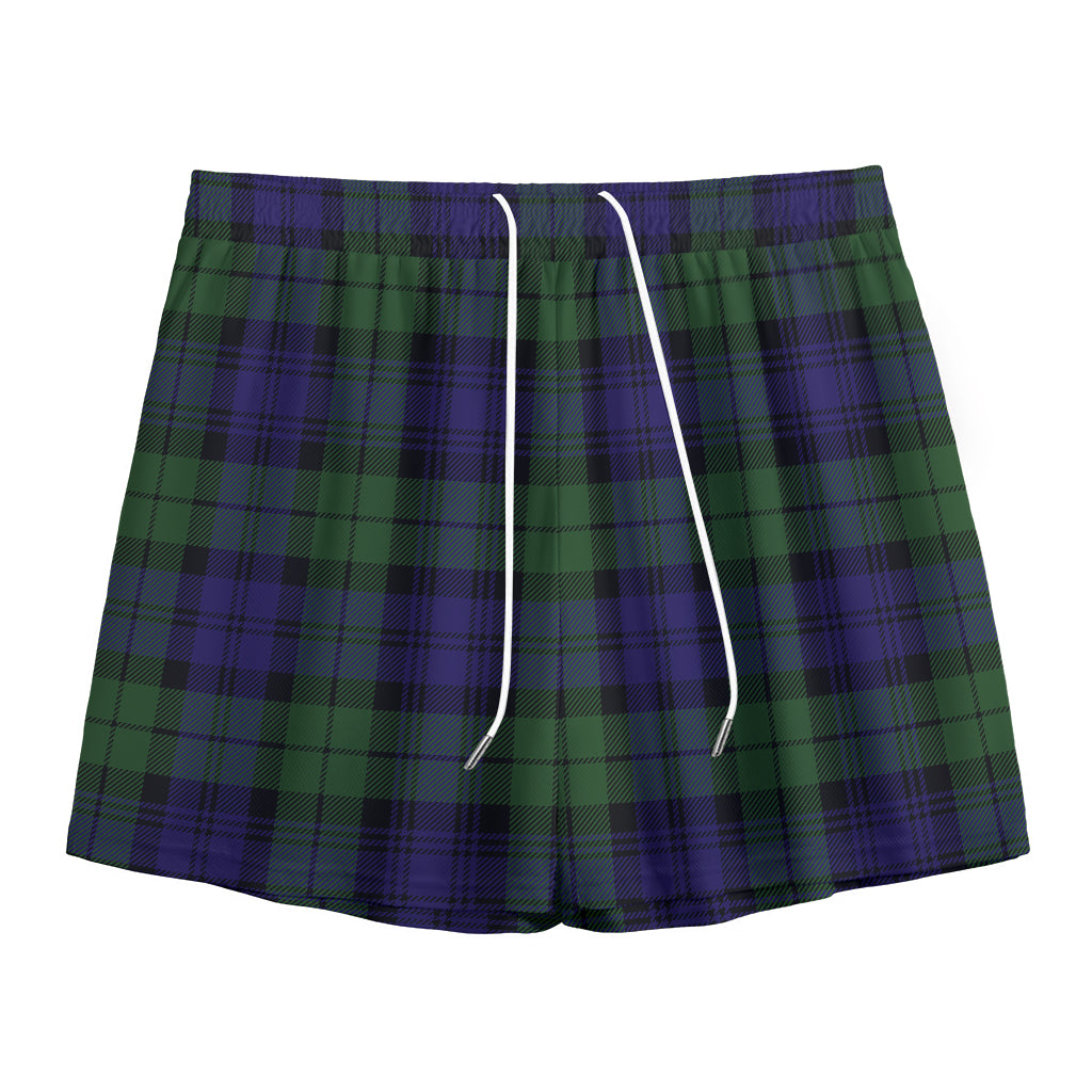 Black Watch Tartan Pattern Print Mesh Shorts
